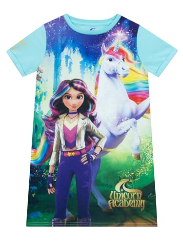 Unicorn Academy Nachthemd | Einhorn Nachthemd Mädchen | Madchen Nachtkleid | Blau 146