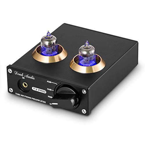 Douk Audio T3 PRO Röhren Phono Vorverstärker für Plattenspieler, MM Phonographen Vorverstärker, Mini Valve Stereo Preamplifier for Record Player