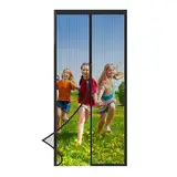 Beshine Magnetische Schirmtür, 90 x 200cm Heavy Duty Fliegengitter Tür Mesh Vorhang, selbstdichtend, freihändig, Rahmen Haken -Schwarz