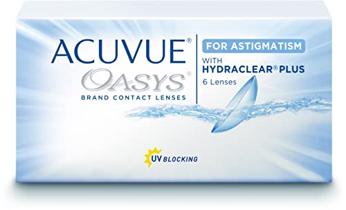 ACUVUE OASYS for Astigmatism Kontaktlinsen – 2-Wochen-Linsen für Tag und Nacht mit -3 dpt, Cyl -0,75, Ach 180 & BC 8.6 – UV Schutz, Austrocknungsschutz & Komfortables Tragegefühl – 6 Linsen