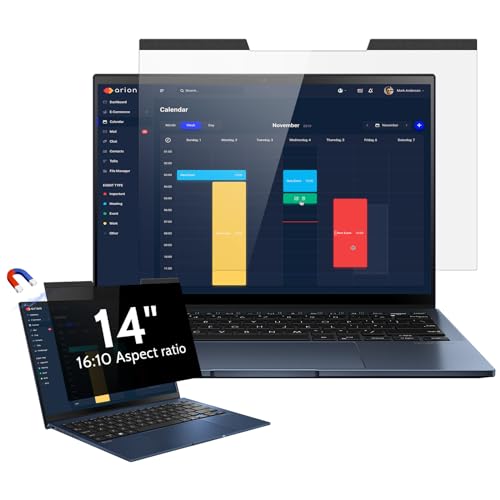 Magnetischer Laptop Sichtschutz für 14 Zoll Seitenverhältnis 16:10 Computer Bildschirm, 14" Abnehmbarer Anti Blaulicht Blendschutz Blickschutzfolie Kompatibel mit Lenovo/HP/Dell/Acer/Samsung/Toshiba