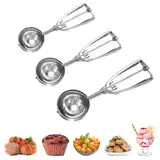 Ice Cream Scoop, 3Pcs Cookie Scoop Set, Cookie Scoops for Baking Set of 3, Ice Cream Scooper with Trigger Release, Cookie Scooper for Baking, Cupcake Scoop for Baking Set of 3 with Cookie Dough Scoop