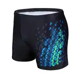 AMZSPORT Badehose Herren Kurz Schwimmhose Eng Wassersport Badeshorts mit Tunnelzug, Schwarzblau M