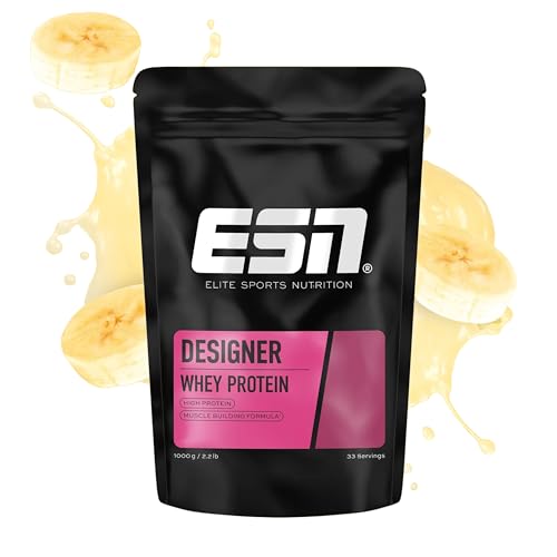 ESN Designer Whey Protein Pulver, Banana, 1 kg, bis zu 23 g Protein pro Portion, ideal zum Muskelaufbau und -erhalt, geprüfte Qualität - made in Germany