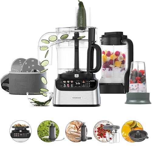 Kenwood MultiPro OneTouch FDM73.850SS Kompakt-Küchenmaschine & Standmixer, 12 Zubehörteile, 6 Automatikprogramme, Variable Geschwindigkeit & Pulse-Funktion, Integrierte Waage, 1000W, Silber