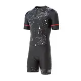 Herren Fahrrad-Skinsuit Gel gepolstert Einteiler Trisuit Bike Top kurzes Sublimiertes Design, schwarz / weiß, XL