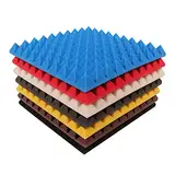 50 x 50 x 5 cm Akustikschaum-Fliesenplatten, schalldämmende Schaumstoff-Rauschunterdrückungspads, Akustikbehandlungspyramide für Audiostudio-Raum, 10 Stück (Farbe: Schwarz)