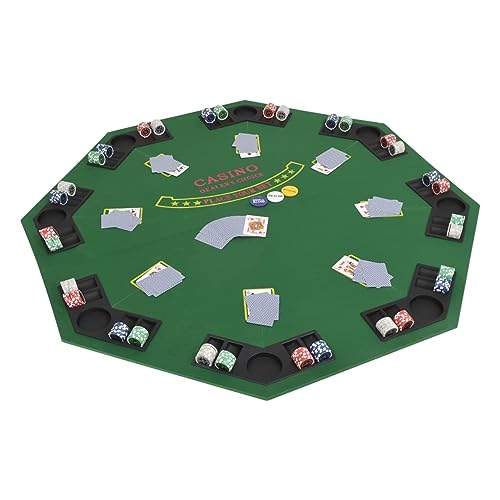 Xichuzi 8-Spieler Poker Tischauflage Faltbar 4-Fach, Poker Table, Spieltisch, Blackjack, Poker Tisch, Roulette Tisch, Deko Casino Poker, Achteckig Grün