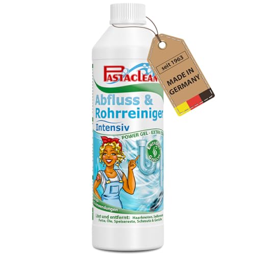 Pastaclean® Rohrfrei (1 Liter) flüssiger Rohrreiniger für alle gängigen Rohrarten | Für stark verstopfte Abflüsse in Küche & Bad