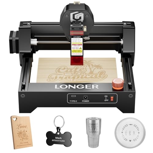 LONGER RAY5 mini Lasergravierer, 12000 mm/min Hochgeschwindigkeitsschneider für Holz, Metall, Acryl, Leder, DIY CNC, 140x130mm Gravurbereich, WiFi, Not-Aus-Sicherheit (2,5W)