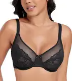 DotVol Damen Große Größen Minimizer BH Vollschalen Fantastische Spitze BHS Ungepolsterte Unterwäsche Alltag Bra (Schwarz, 85D)
