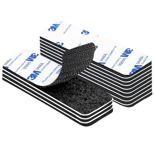 KU Klettband Selbstklebend Extra Stark,12 Stück Klebepads Doppelseitig Klebeband Beidseitig Klett Klebeband Wiederverwendbar Rechteck Tape Selbstklebend 3 x 10cm(Schwarz)