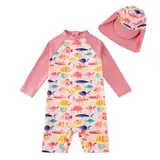 upandfast Baby Mädchen Bademode Langärmlige UPF50+ Sonnenschutz Schnell Trocknende Badebekleidung für Baby(3-6 Monate,Fische)