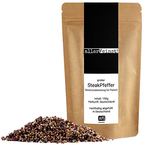 allerFeinst! - grober Steakpfeffer - Premium Gewürzzubereitung für Fleisch Rubs Dips, 1er Pack (1 x 150g)