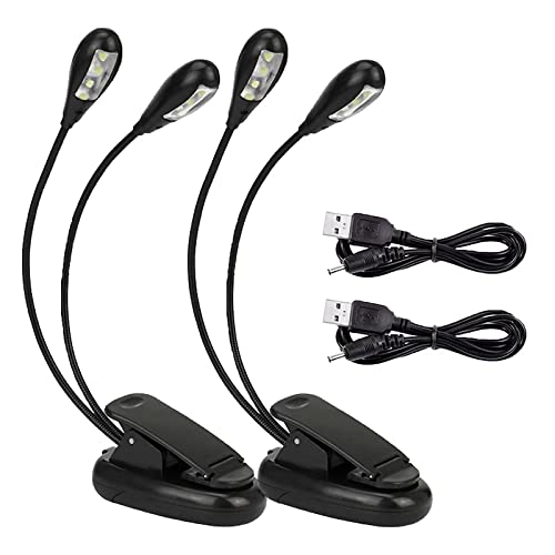 2 Stück Notenständer LED-Licht, 8 LED-Licht mit USB-Kabel Lampe, Einstellbare Helligkeit 2 Gänge, Geeignet für Klavierständer, Schreibtisch, Notenständer