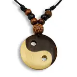 Island Piercings Halskette Anhänger aus Holz Ying Yang Handarbeit längenverstellbar N285