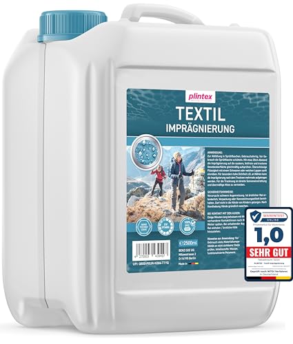 PLINTEX® 2,5L Textil Imprägnierspray | für Funkionstextilien ohne Baumwollanteil, Leder und Schuhe | Nano Membran Imprägnierung | Dermatologisch getestet & atmungsaktiv