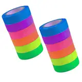 Vxcbad 12 Stück Fluoreszierendes Klebeband Fluoreszierende Aufkleber Leuchtband UV Schwarzlicht Fluoreszierendes Gaffer Tape - 0,6 Zoll x 16 Fuß für Partydeko, Bühnen, Spielzimmer