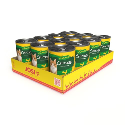 JosiCat Chicken in Sauce (12 x 415 g) | Adult | Premium Nassfutter für ausgewachsene Katzen | Huhn in Sauce | Vitamin D3 & E | Powered by JOSERA | Katzenfutter nass | Alleinfuttermittel | 12er Pack