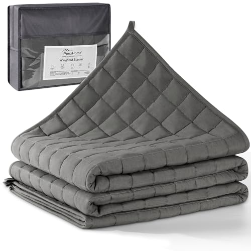 PanxHome Gewichtsdecke 150x200cm, 7kg Therapie Decke für Erwachsene, Stressabbauende Weighted Blanket mit 5cm Taschen und Glasperlen für gleichmäßige Druckverteilung, ideal für 60-80kg