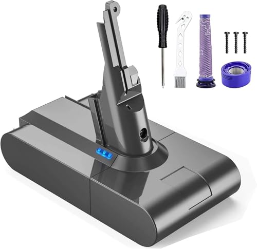 Batterie für Dyson V8 SV10,21,6V 6.0ah SV10 Ersatzakku, Akku für Dyson V8 Serie kabelloser Staubsauger, Absolute Animal Filter Motorhead Fluffy