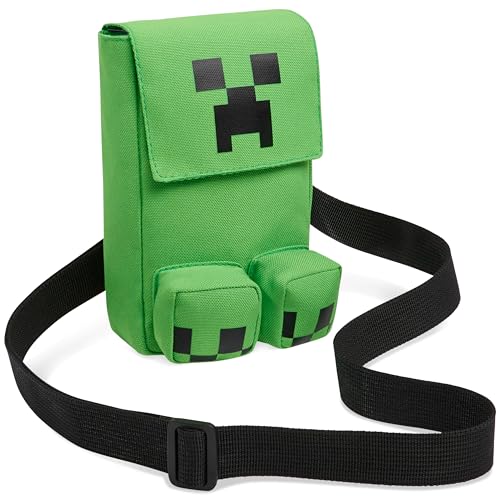 Minecraft Handytasche zum Umhängen, Creeper Umhängetasche mit Verstellbarem Gurt - Zocker Geschenk