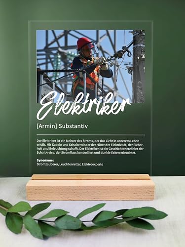 Elektriker Geschenk personalisiert - Acryl Geschenk - Definition: Elektriker - Elektriker Geschenk, Elektriker Geschenke, Elektriker Deko, Geschenk für Elektriker, Geschenke Elektriker