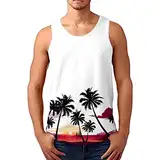 DGZTWLL Herren-Tank-Top, lässig, schmal, enganliegend, Strand-Shirt, lustiger 3D-Digitaldruck, Laufen, Joggen, athletische Weste, B-weiß, Mittel