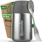 Blockhütte Edelstahl Thermobehälter für Essen I 530 ml I mit Löffel, Thermobecher für Kinder, Erwachsene, Suppen, Warmhaltebox, To Go Suppenbehälter, Thermobox Essen, Lunch Thermo Behälter