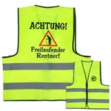 BETESSIN Renteneintritt Geschenk Männer - ACHTUNG! Freilaufender Rentner - Weste für Rente Scherzartikel - Lustige Ruhestand Geschenke für Männer - Abschiedsgeschenk Kollegen