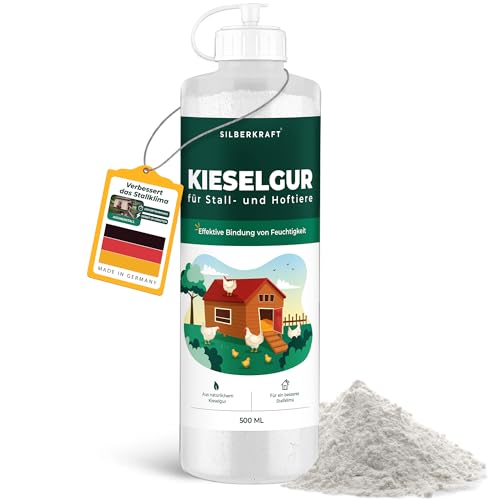 Silberkraft Kieselgur 500 ml für Stall- und Hoftiere, natürliche Feuchtigkeitsbindung, verbessert Stallklima, aus reinem Kieselgur, geeignet für Hühner, Pferde, Kleintiere