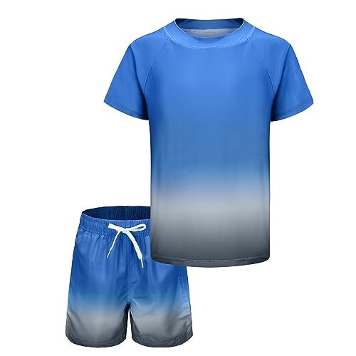 UV Badeshirt Jungen Zweiteilig Kurzarm Schwimmshirt Kinder Boardshorts Jungen Badeset Kinder Badeanzug Set 146 152/11-12 Jahre