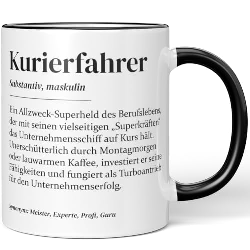 JUNIWORDS Tasse, Definition Kurierfahrer, Schwarz (7222359)