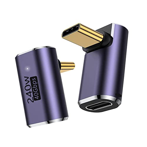 YUNKOZAND USB C 90 Grad Adapter, USB C rechtwinkliger Adapter mit 40 Gbit/s PD 240 W 8K @ 60 Hz Videoladung, kompatibel mit Steam Deck, Switch, VR und mehr Typ-C-Geräte A (2 Stück)