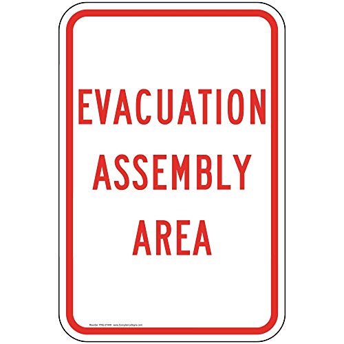 ComplianceSigns.com Schild mit Aufschrift "Evacuation Assembly Area", reflektierend, weiß, 45,7 x 30,5 cm, auf 80 mm dickem Aluminium für Notfallreaktion