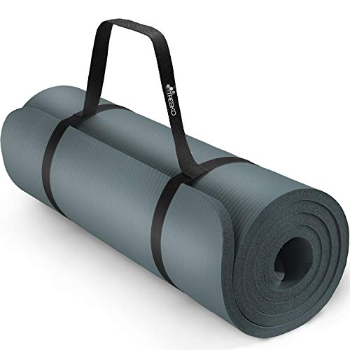 TRESKO Yogamatte Phthalatfrei - Gymnastikmatte rutschfest, Pilatesmatte Fitnessmatte mit Tragegurt, 190 x 100 x 1,5 cm Petrol