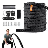 VEVOR Battle Rope Trainingsseil, Übungsseil, Schlachtseil 9,1 m Länge, Polyester-Trainingsseil mit Schutzhülle und Anker, Schlagseil für das Heim-Fitnessstudio, Körpertraining, Rumpfkrafttraining