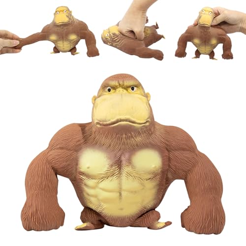 Herbst Stress Gorilla, Funny Brown Monkey Stretch Gorilla Gummi AFFE Streich Squishy Monkey Splash Stress AFFE für Erwachsene und Kinder zum Geburtstagsgeschenk Freund Party Geschenk