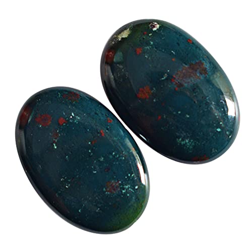 Echtes Blutstein-Paar Cabochon, ovale Form, Größe 21 x 14 x 4 mm, lose Halb, Ohrringe, neue Edelstein-Lieferanten, Stein, Blut: Stein