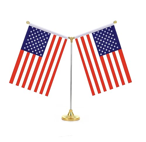 Ständer mit amerikanischer Flagge, Tischflaggen, Veteranenbüro, Zuhause, Bar, internationale Konferenzen, Themenparty, Urlaub, Dekorationen, Metallsockel, 4 Flaggen (USA)