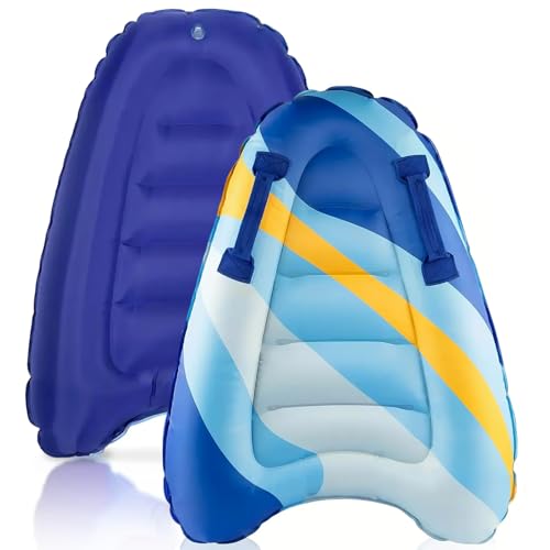 Aufblasbares Bodyboard, Aufblasbare Surfbrett Kinder,Tragbares Bodyboard Kinder mit Griffen,Schwimmbrett Aufblasbar,Faltbar Schwimmenboard Surfboard Kinder Pool Schwimmen Wassersport-75 x 65 x 15 cm