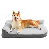 Lesure orthopädisches Hundebett mittelgroße Hunde - 91.4x68.5x16.5cm Hundesofa mit eierförmiger Kistenschaum und wasserdichtes Innenfutter, gemütliches waschbares Hundecouch Hunde Bettchen, grau