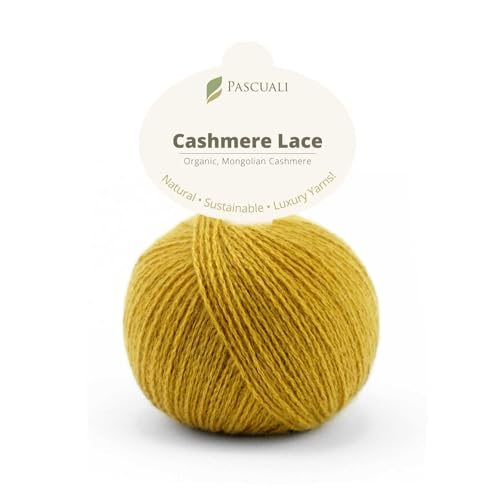 PASCUALI | Bio Cashmere Lace. Strickwolle aus 100% Kaschmirwolle Wolle zum Stricken und Häkeln, 1 Knäuel - 25g - Farbe: Curry 22