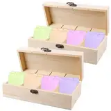 GBKDQQ 2 Stück Karten Aufbewahrungsbox, 25x9.5x7cm Karteibox, A8 Lernkarteibox mit 4 Fächer, Karten Organizer, Karteikasten mit Deckel für Büro, Heim und Schulen