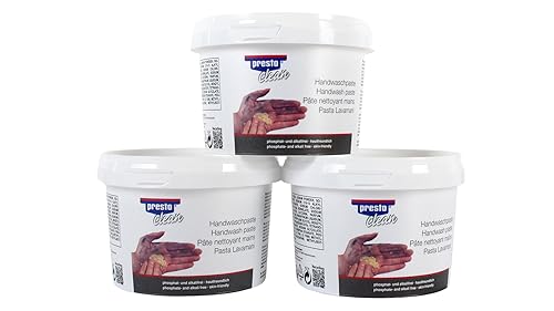 3er Set Handwaschpaste, Handreiniger je 500ml, entfernt Öl, Fett und Schmiere, auf Holzmehlbasis, hautfreundlich, lösemittelfrei - ideal für Werkstatt, Garage und Haushalt