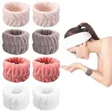 4 Paar Handgelenk-Spa-Waschbänder aus Mikrofaser, Mikrofaser Handgelenk Waschen Handtuch Band, Handgelenkhandtücher zum Waschen des Gesichts, Armbänder zum Waschen des Gesichts, Armbänder zum Waschen