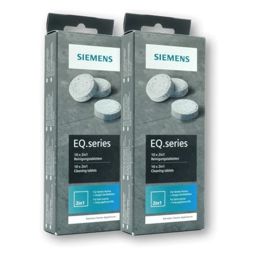 Siemens Reinigungstabletten TZ80001 für alle Kaffeevollautomaten, 2 Packungen à 10 Stück