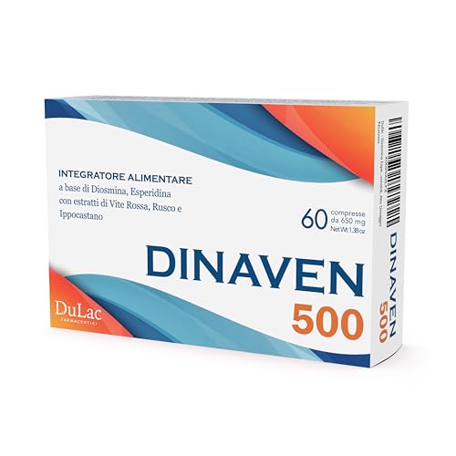 Dulàc - Diosmin Hesperidin Dinaven 500 60 Tabletten Gegen Krampfadern, Hämorrhoiden, Geschwollene Beine und Füße, Ödeme Beine, Venentabletten Hochdosiert