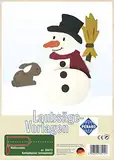 Pebaro 334/1S Laubsägevorlage Kantenhocker Schneemann, 3mm Sperrholz DIN A 4, Motiv vorgedruckt, aussägen mit Laubsägebogen, basteln, anmalen, fertig, Laubsägen, Holz, Geschenkidee, Dekoartikel