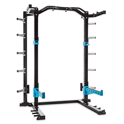 CAPITAL SPORTS Amazor Basic Power Rack - Squat Rack aus pulverbeschichtetem Stahl, Half Rack mit Klimmzugstange, Safety Spotter und J-Cups, Hauptträger: 60 x 60 x 2 mm (BxTxØ), schwarz/gelb